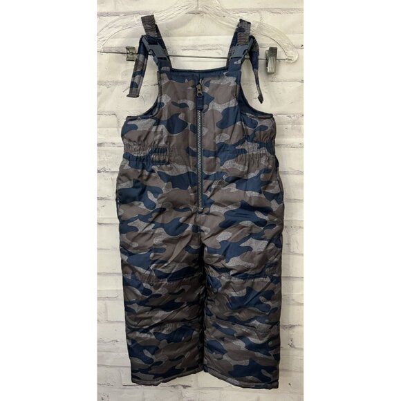 Oshkosh B’gosh Bib Ski Snow‎ Pants Size 4T Gray Blue Camouflage - Picture 1 of 6